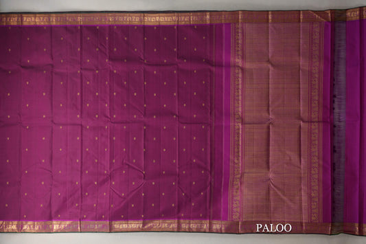 Deep Magenta Vintage Kanjivaram Silk Saree paloo