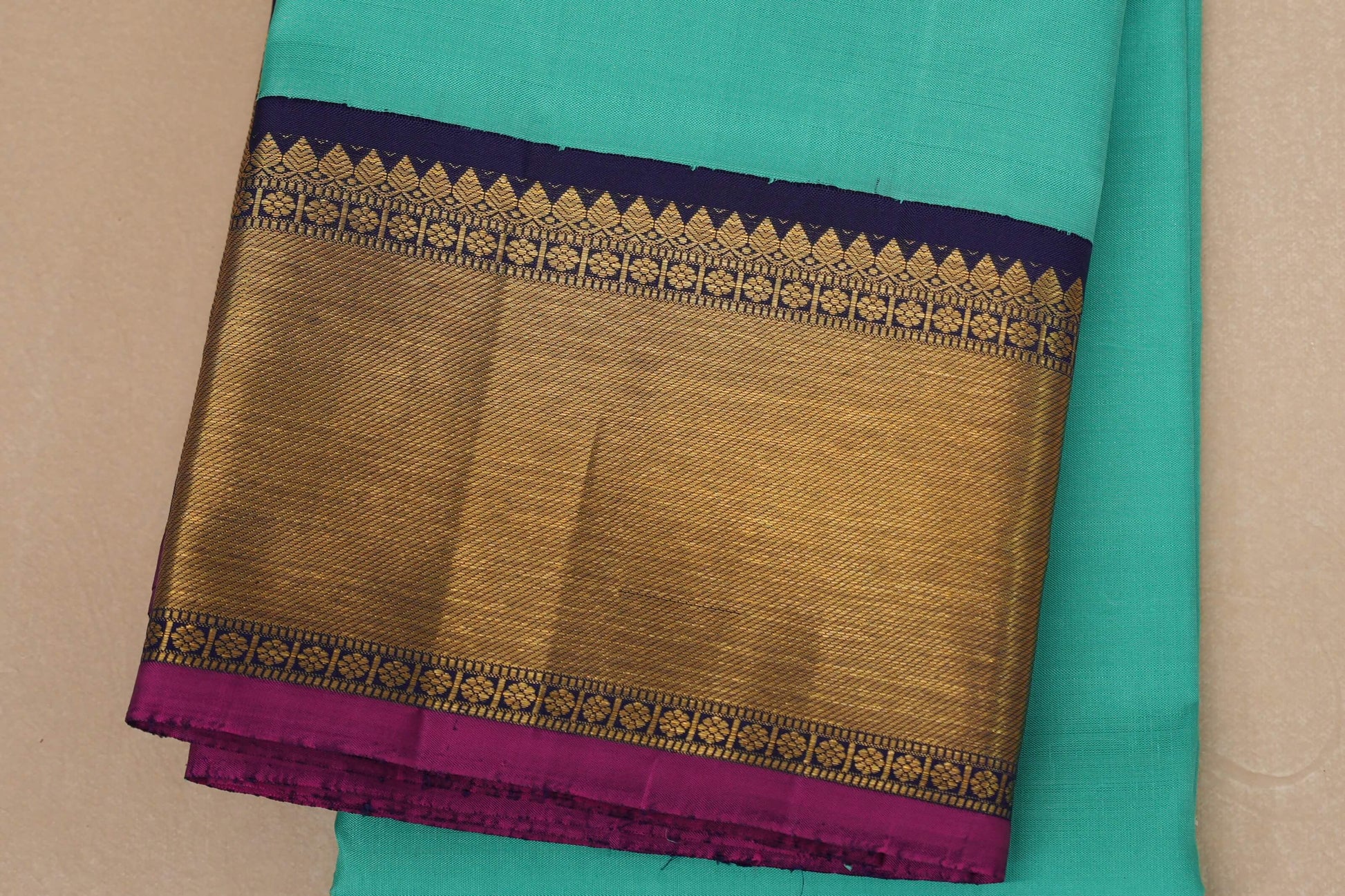Aqua Green Vintage Kanjivaram Silk Saree border