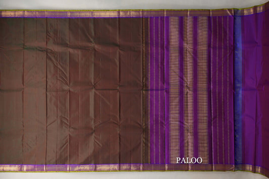 Dual Tone of Maroon & Green Vintage Kanjivaram Silk Saree paloo