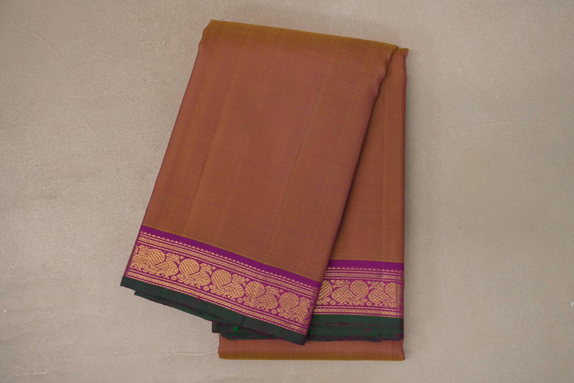 Dual Tone of Green & Pink Vintage Kanjivaram Silk Saree