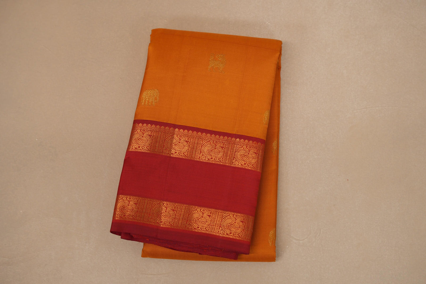 Mustard yellow Vintage Kanjivaram Silk Saree