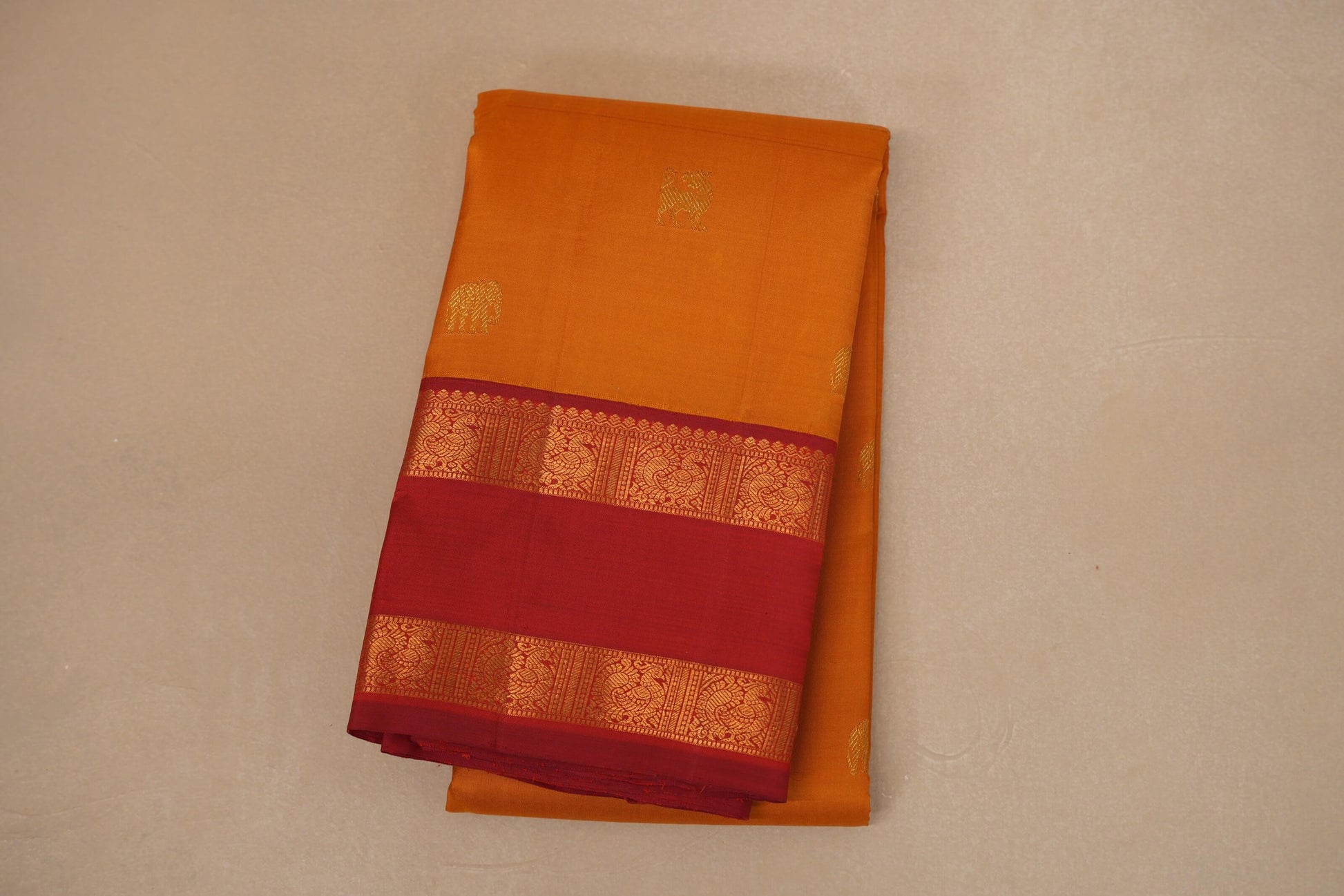 Mustard yellow Vintage Kanjivaram Silk Saree