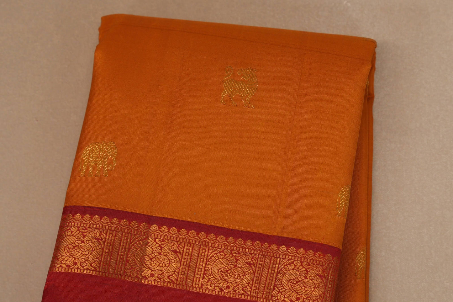Mustard yellow Vintage Kanjivaram Silk Saree body