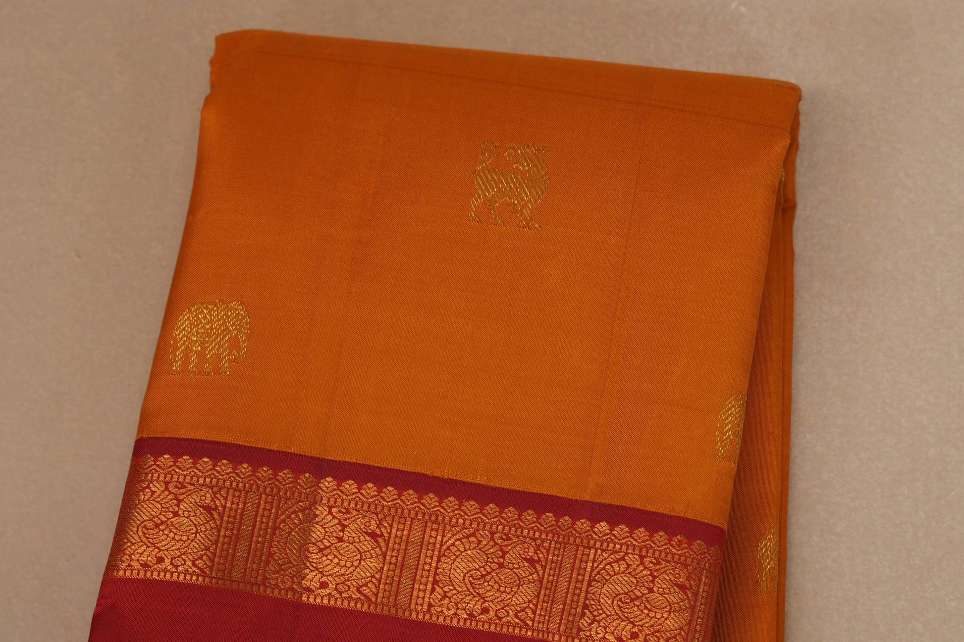 Mustard yellow Vintage Kanjivaram Silk Saree body