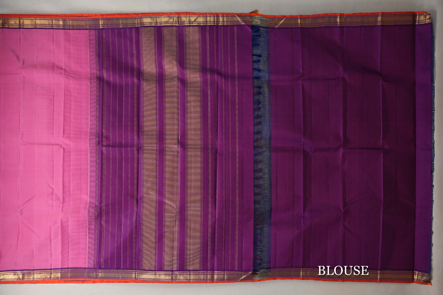 Rose Pink Vintage Kanjivaram Silk Saree blouse