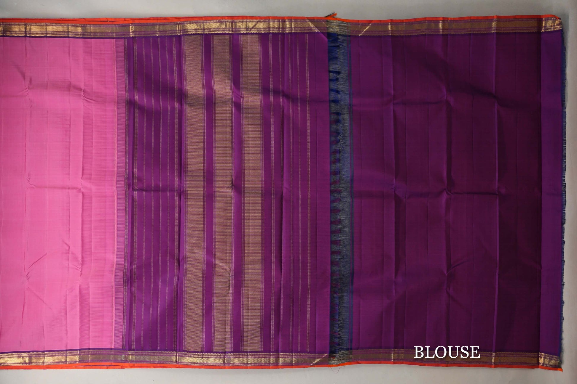 Rose Pink Vintage Kanjivaram Silk Saree blouse