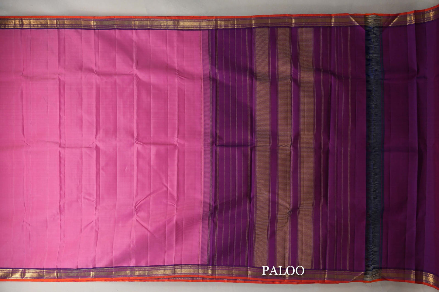 Rose Pink Vintage Kanjivaram Silk Saree paloo
