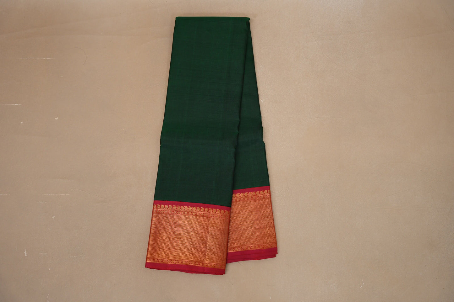 Bottle green with Reddish pink border Vintage Kanjivaram Silk Saree by Shreenivas Silks PSSR018695