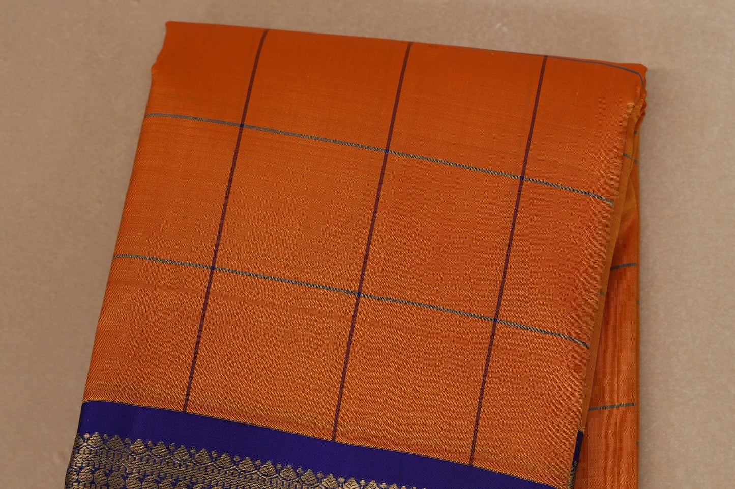 Mango yellow with Royal blue border Vintage Kanjivaram Silk Saree by Shreenivas Silks PSSR018696