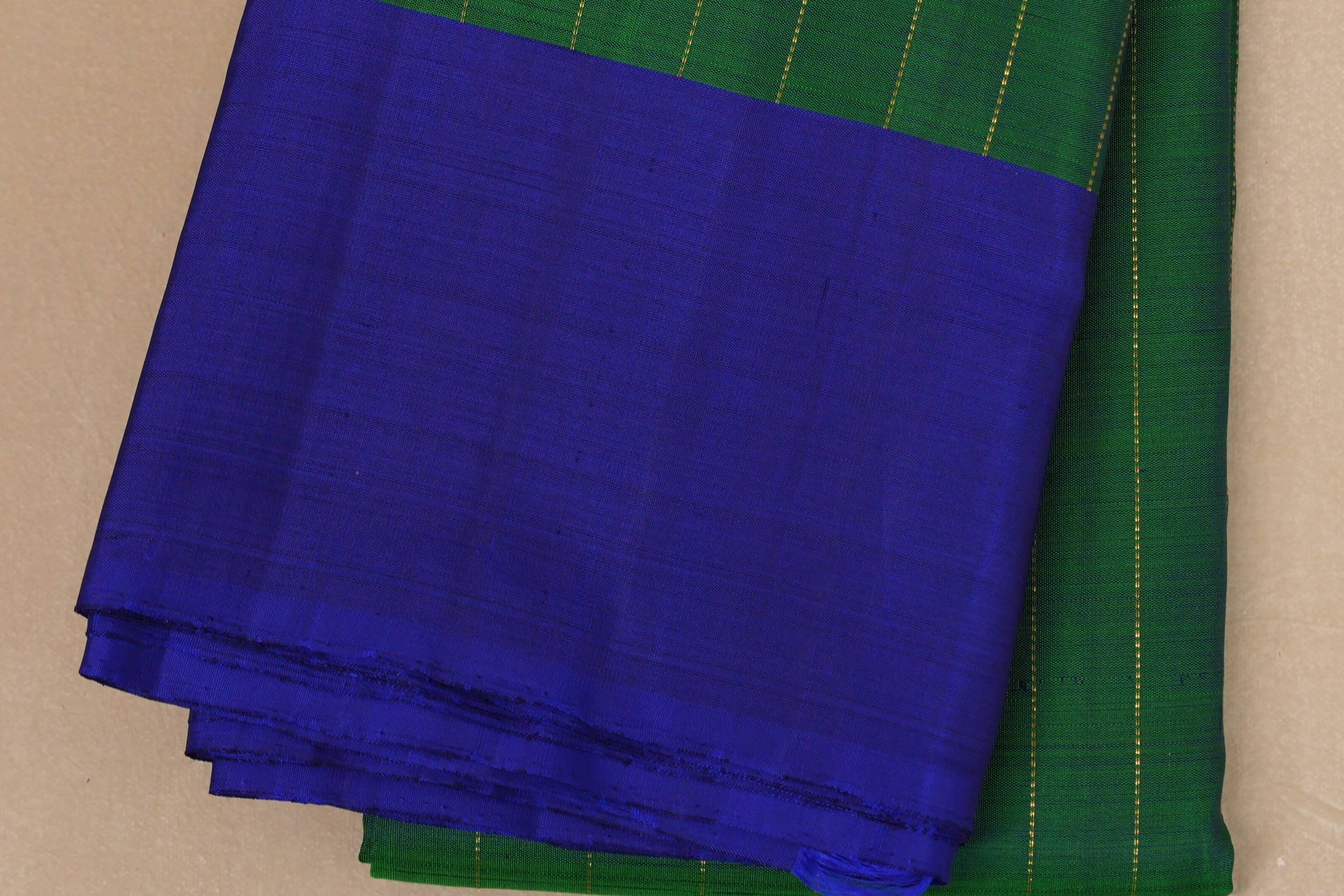 Emerald green with Royal blue border Vintage Kanjivaram Silk Saree  border