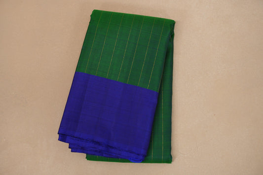 Emerald green with Royal blue border Vintage Kanjivaram Silk Saree 