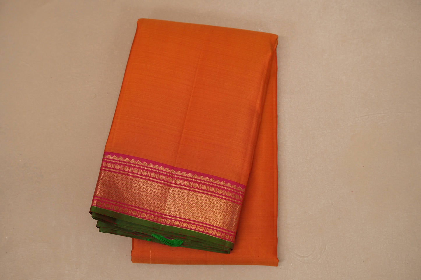 Dual tone of yellow and pink Vintage Kanjivaram Silk Saree