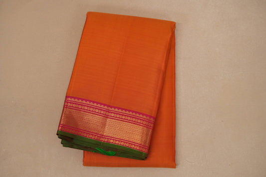 Dual tone of yellow and pink Vintage Kanjivaram Silk Saree