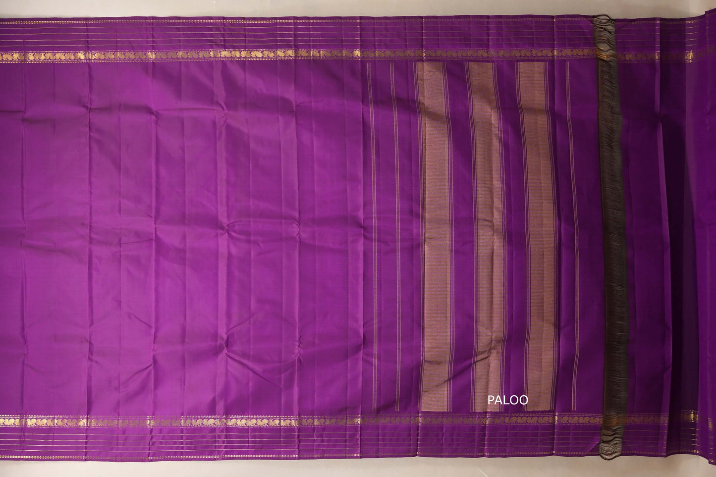 Deep violet Vintage Kanjivaram Silk Saree paloo