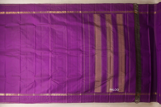 Deep violet Vintage Kanjivaram Silk Saree paloo
