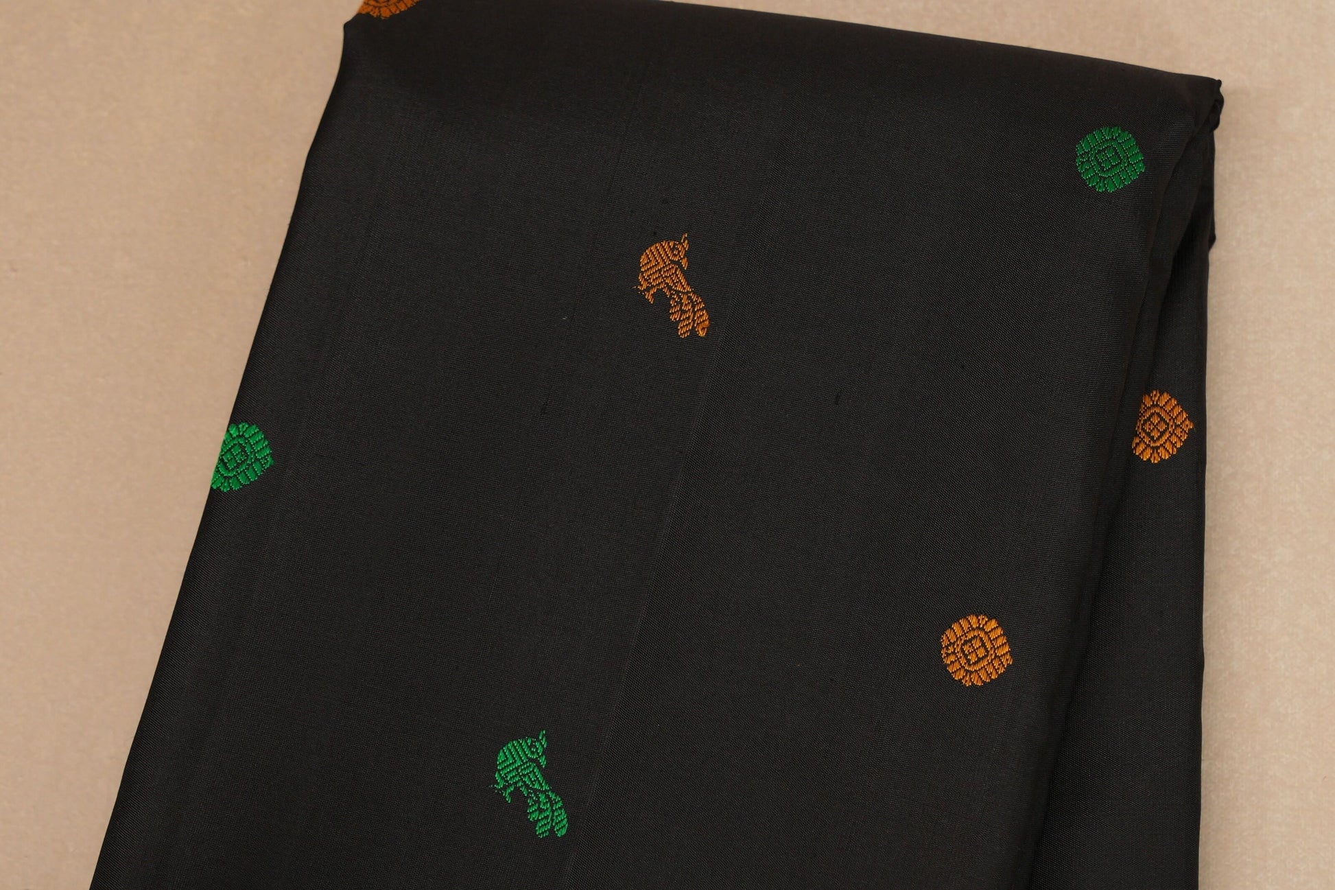 Black Vintage Kanjivaram Silk Saree body