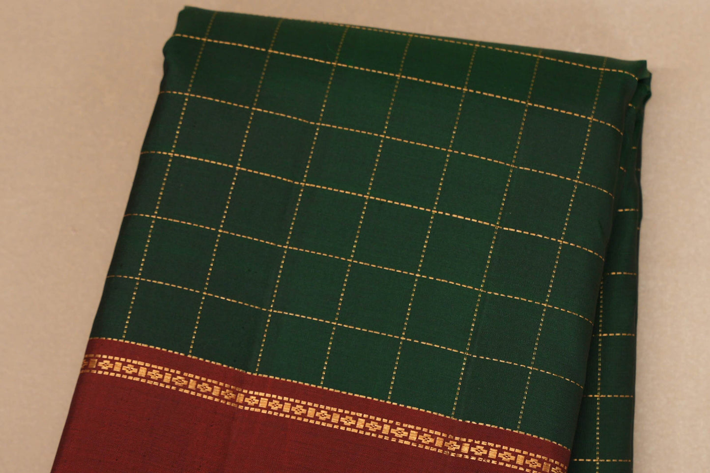 Deep bottle green with Reddish Maroon Vintage Kanjivaram Silk Saree by Shreenivas Silks PSSR018701