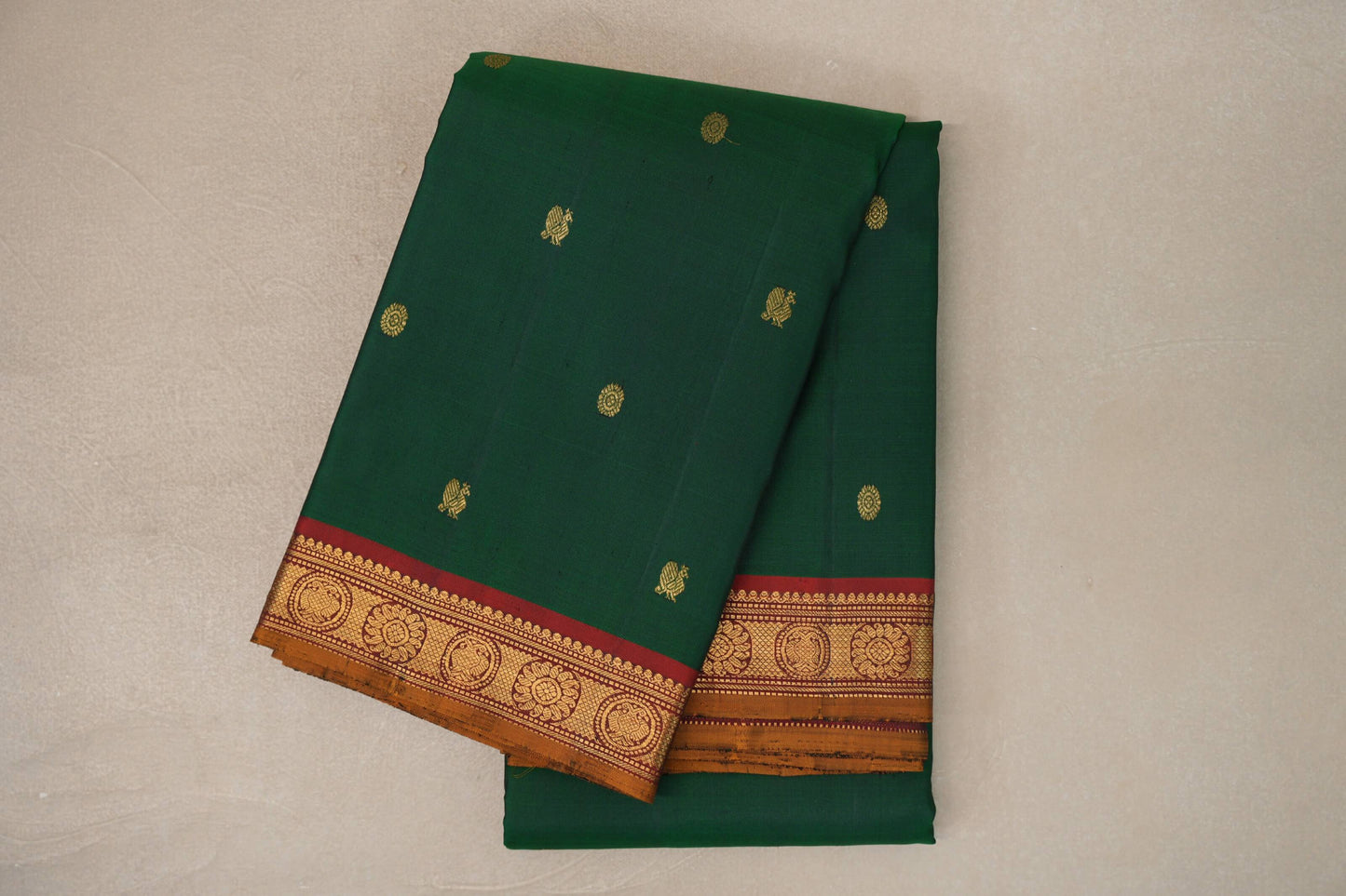 Bottle Green Vintage Kanjivaram Silk Saree