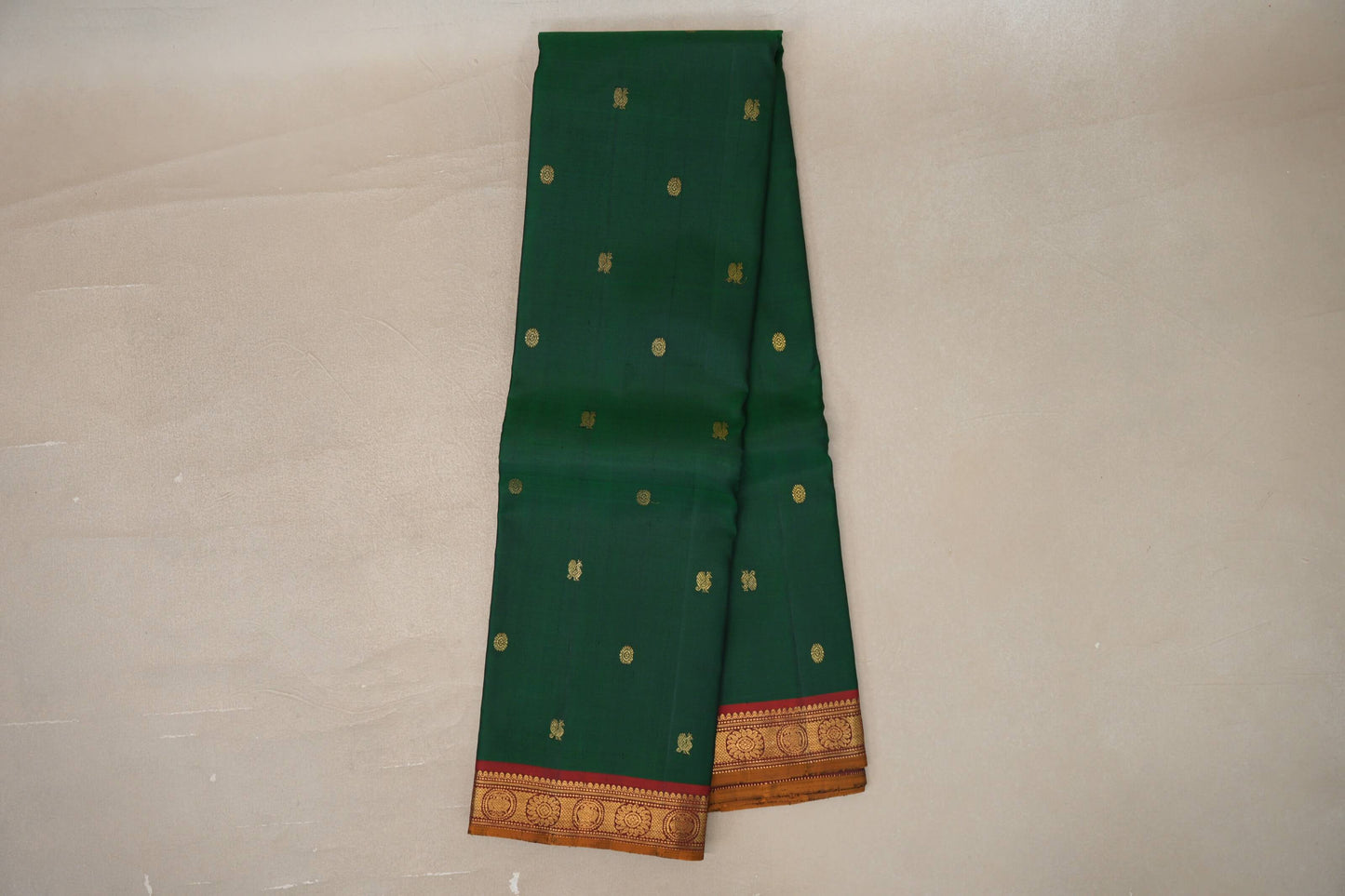Online Bottle Green Vintage Kanjivaram Silk Saree