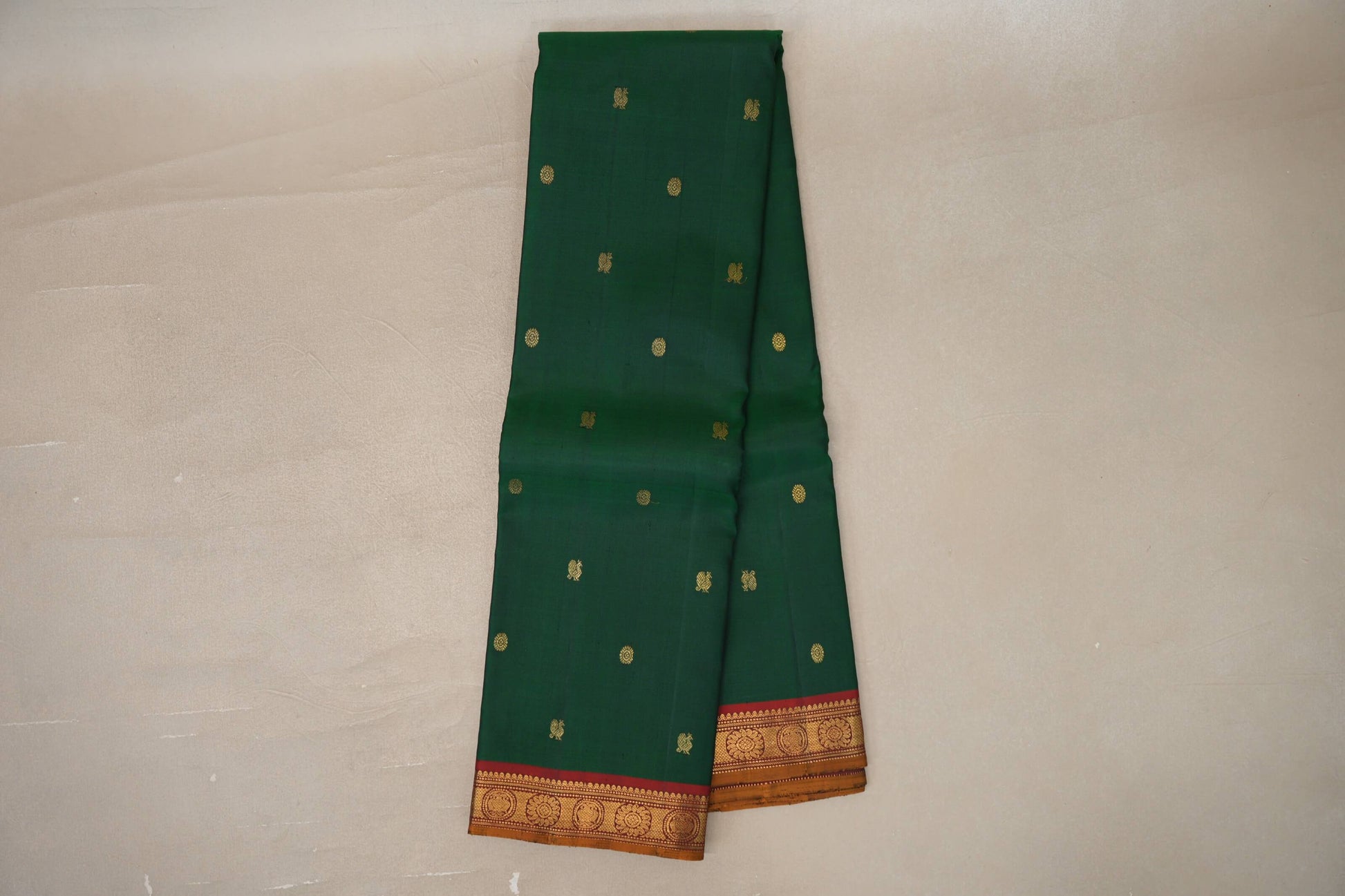 Online Bottle Green Vintage Kanjivaram Silk Saree