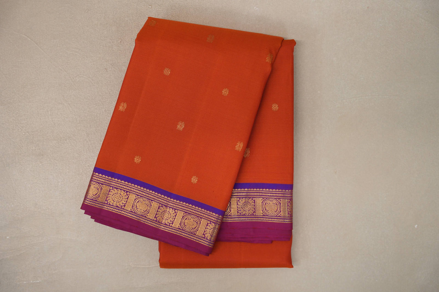 Rust Orange Vintage Kanjivaram Silk Saree