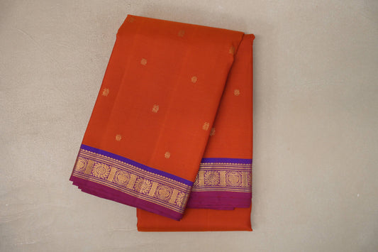 Rust Orange Vintage Kanjivaram Silk Saree