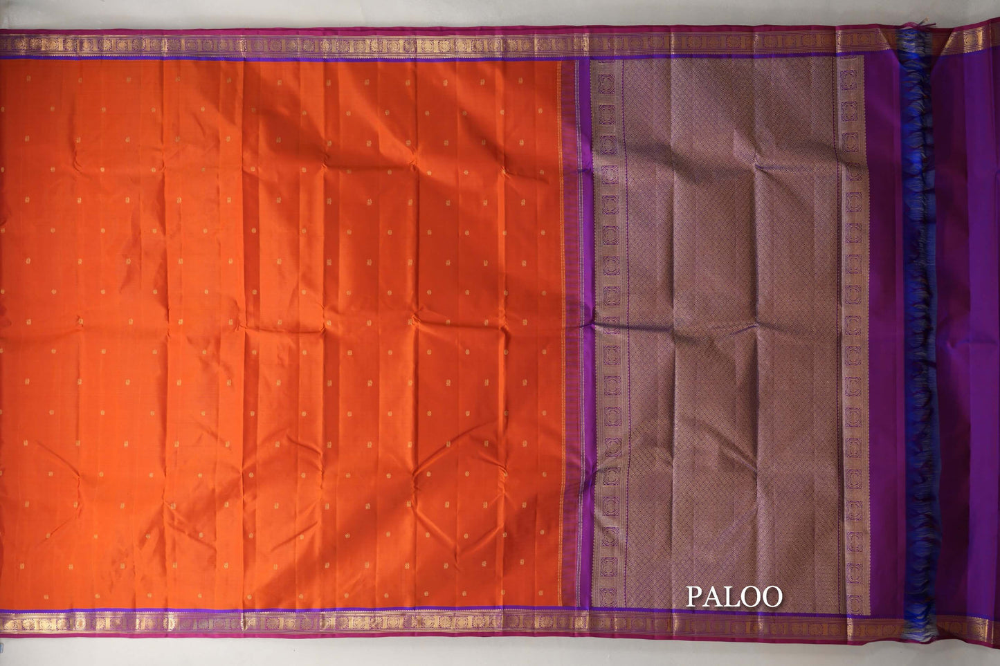 Rust Orange Vintage Kanjivaram Silk Saree paloo