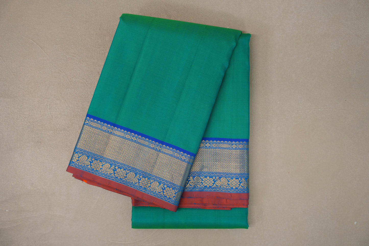 Dual Tone of Blue & Green Vintage Kanjivaram Silk Saree