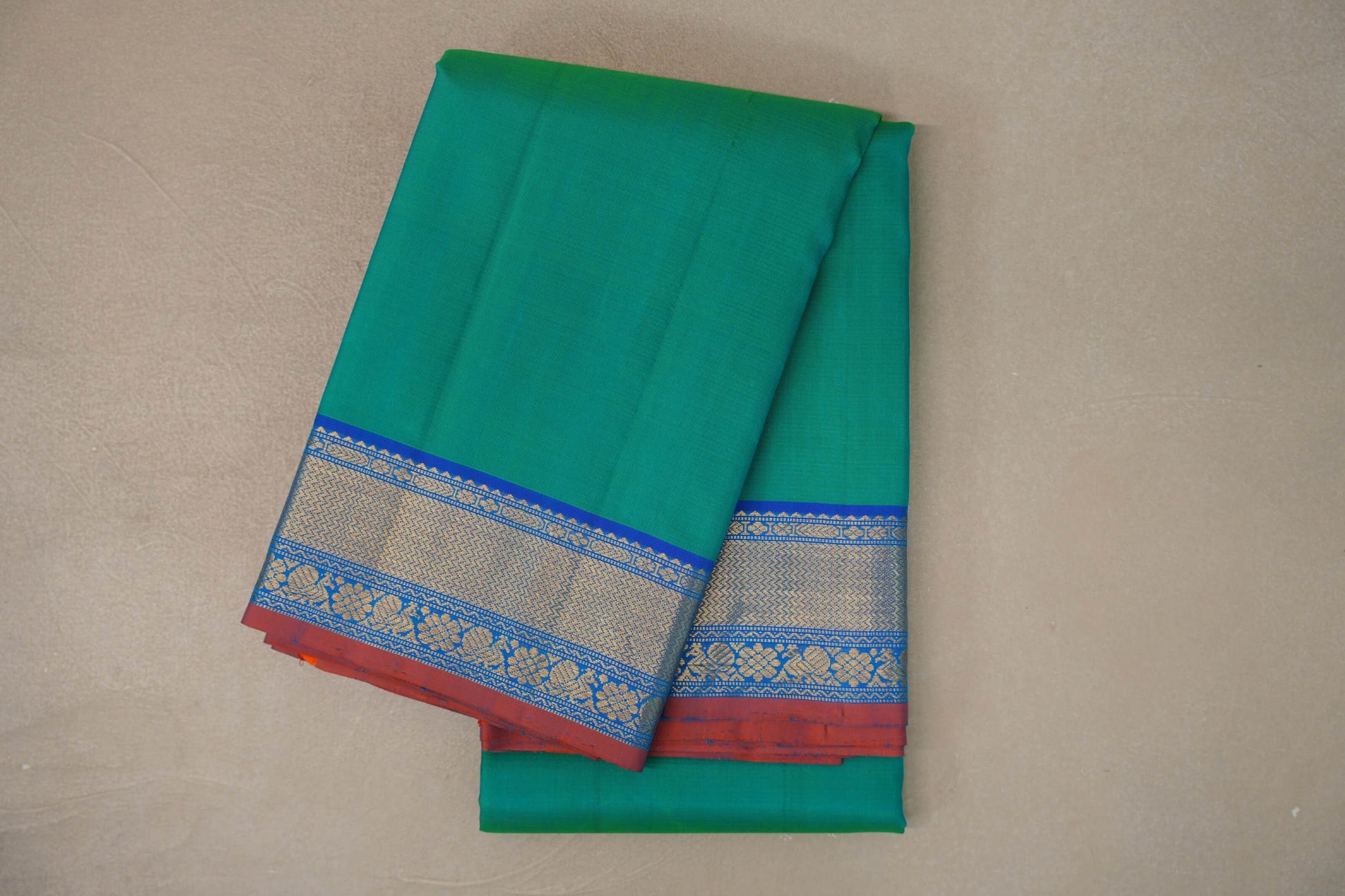 Dual Tone of Blue & Green Vintage Kanjivaram Silk Saree