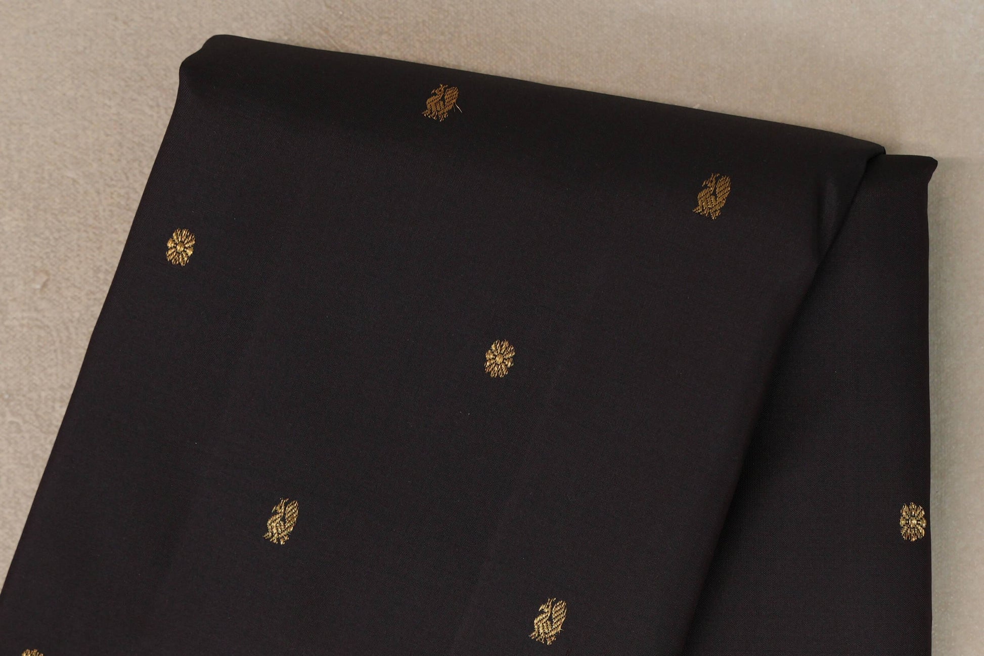 Black with Rust Orange with Olive Green selvedge Borders Vintage Kanjivaram Silk Saree body