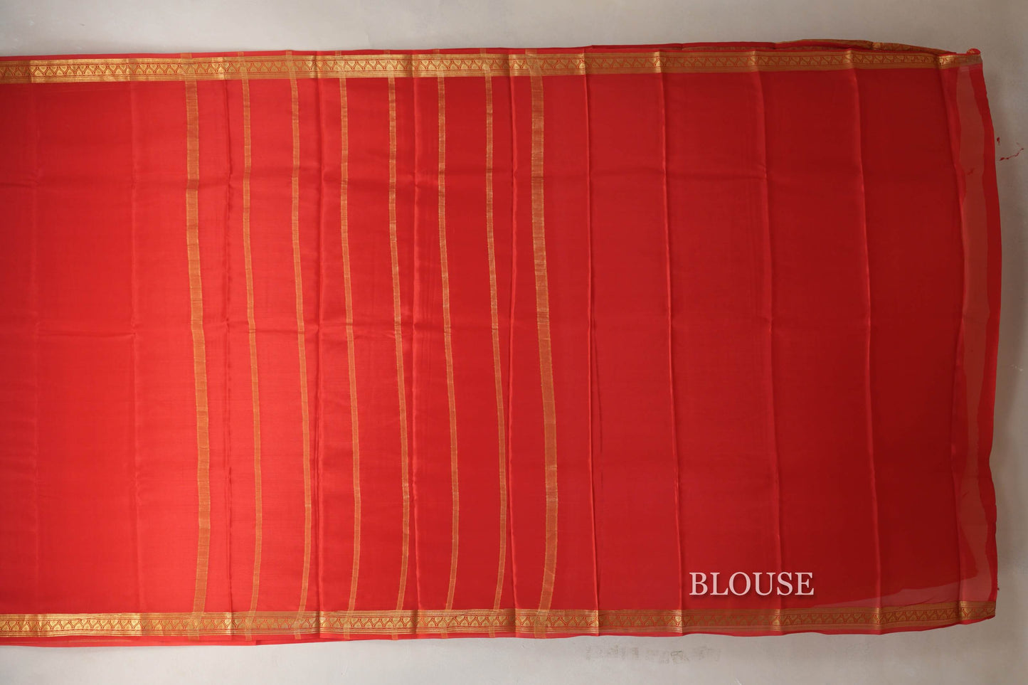 Bright Red Mysore Silk Saree blouse