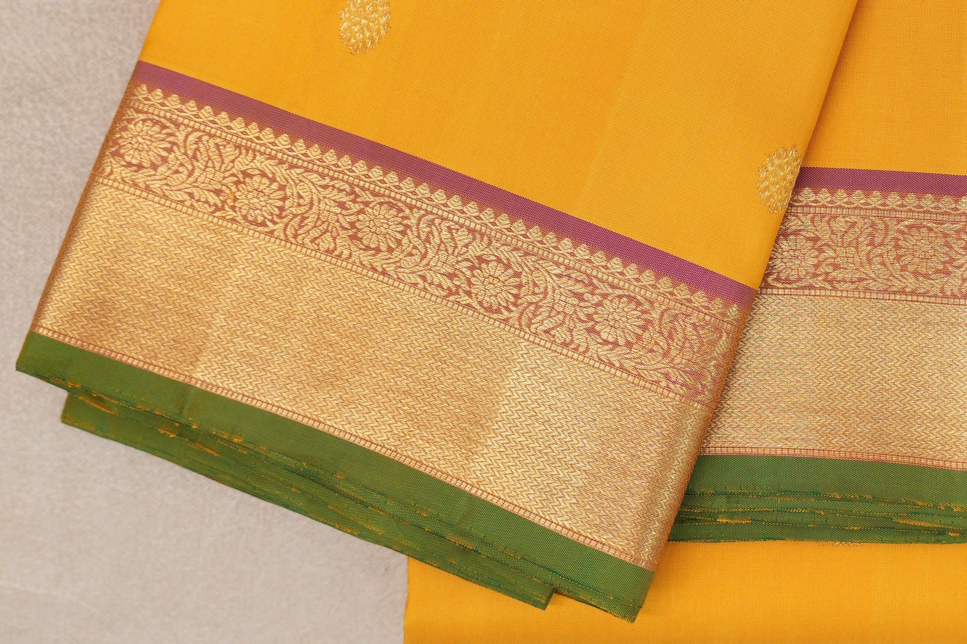 Yellow Vintage Kanjivaram Silk Saree border