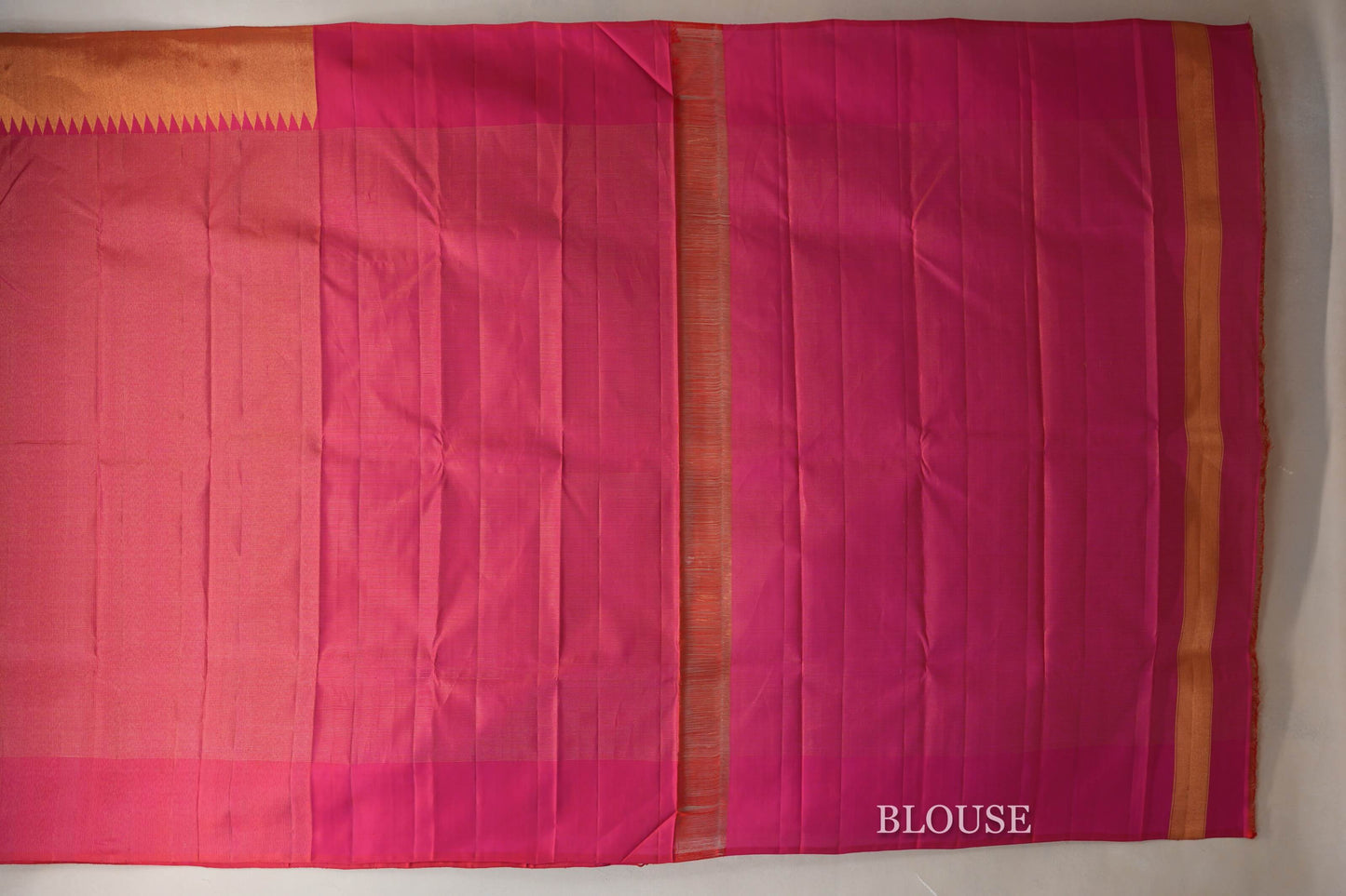 Bright Pink Temple Borders Vintage Kanjivaram Silk Saree by Shreenivas Silks PSSR018706