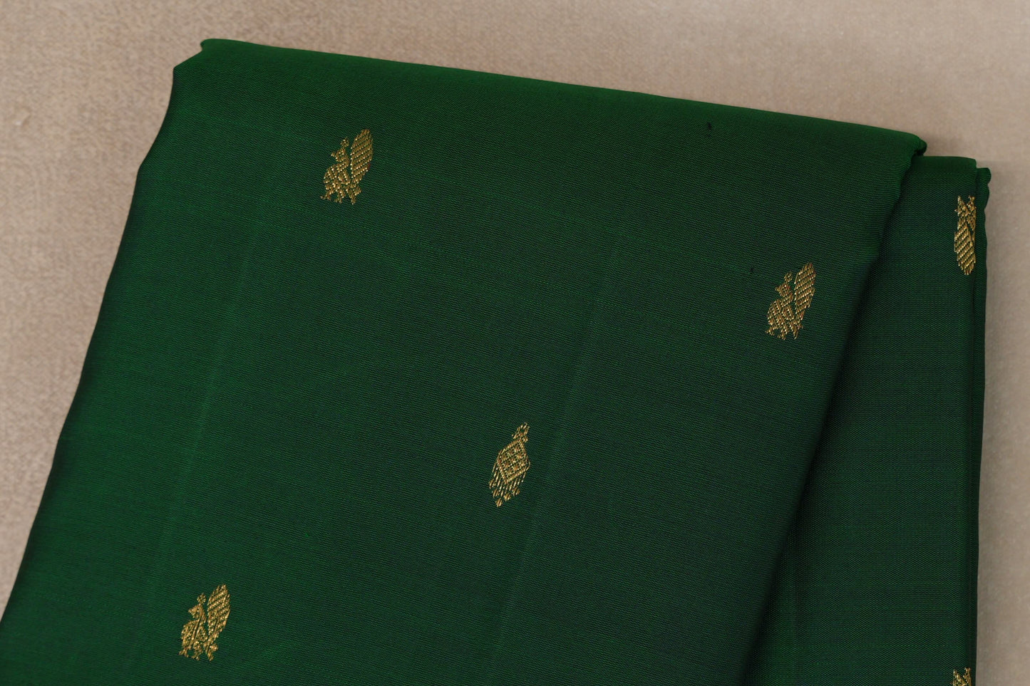 Deep Green with Blue with Rust Selvedge Borders Vintage Kanjivaram Silk Saree body