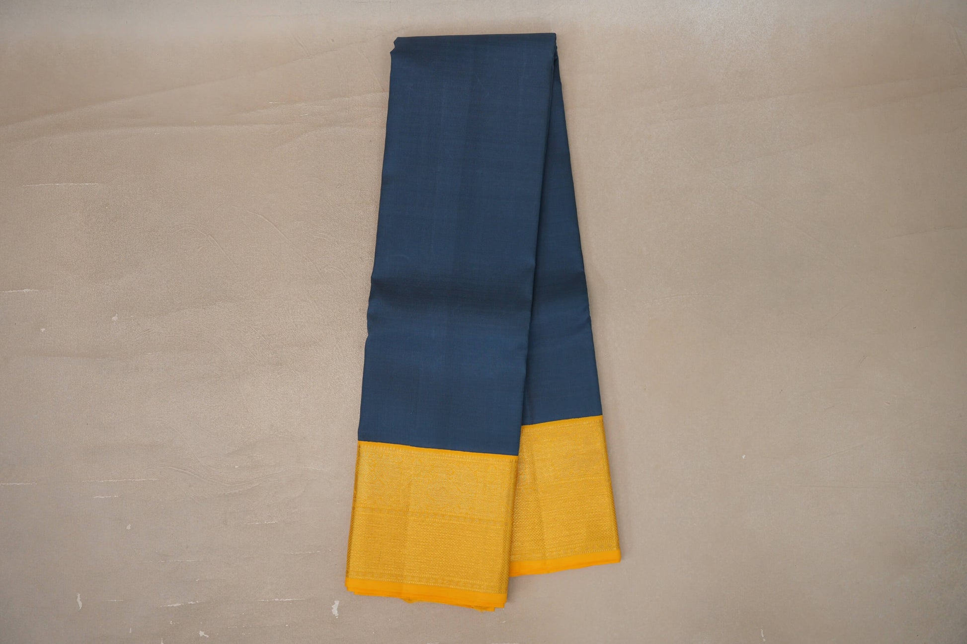Online Jet Gray with Yellow Borders Vintage Kanjivaram Silk Saree