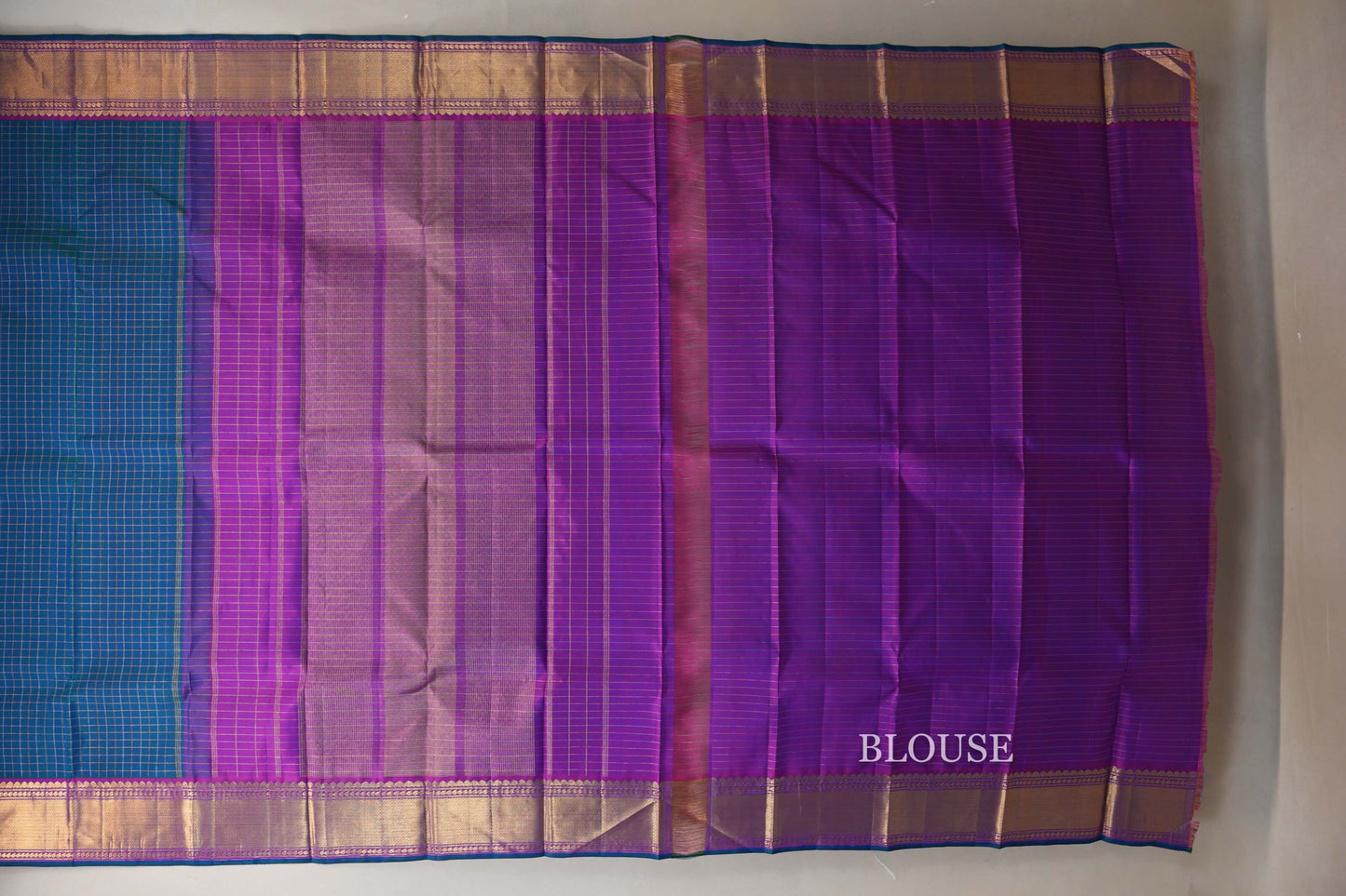 Peacock Blue Kanjivaram Silk Saree   blouse