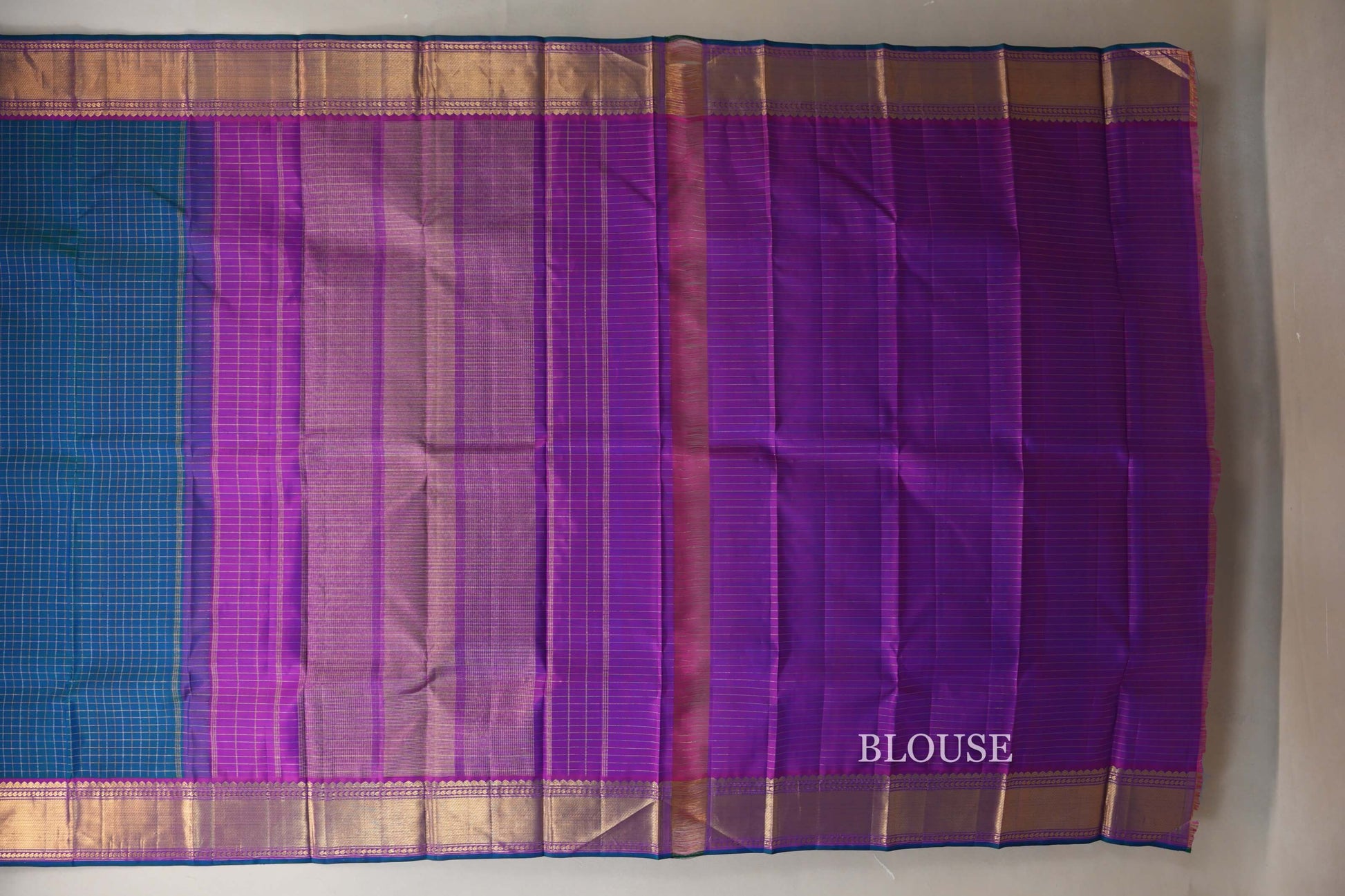 Peacock Blue Kanjivaram Silk Saree   blouse