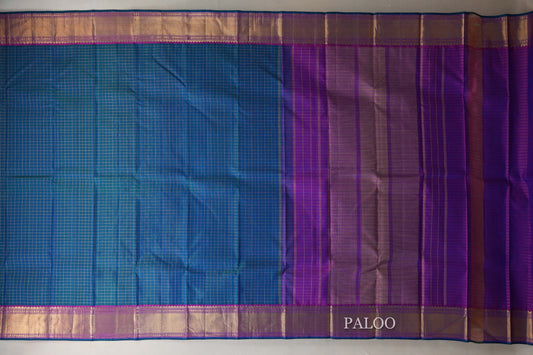Peacock Blue Kanjivaram Silk Saree   paloo