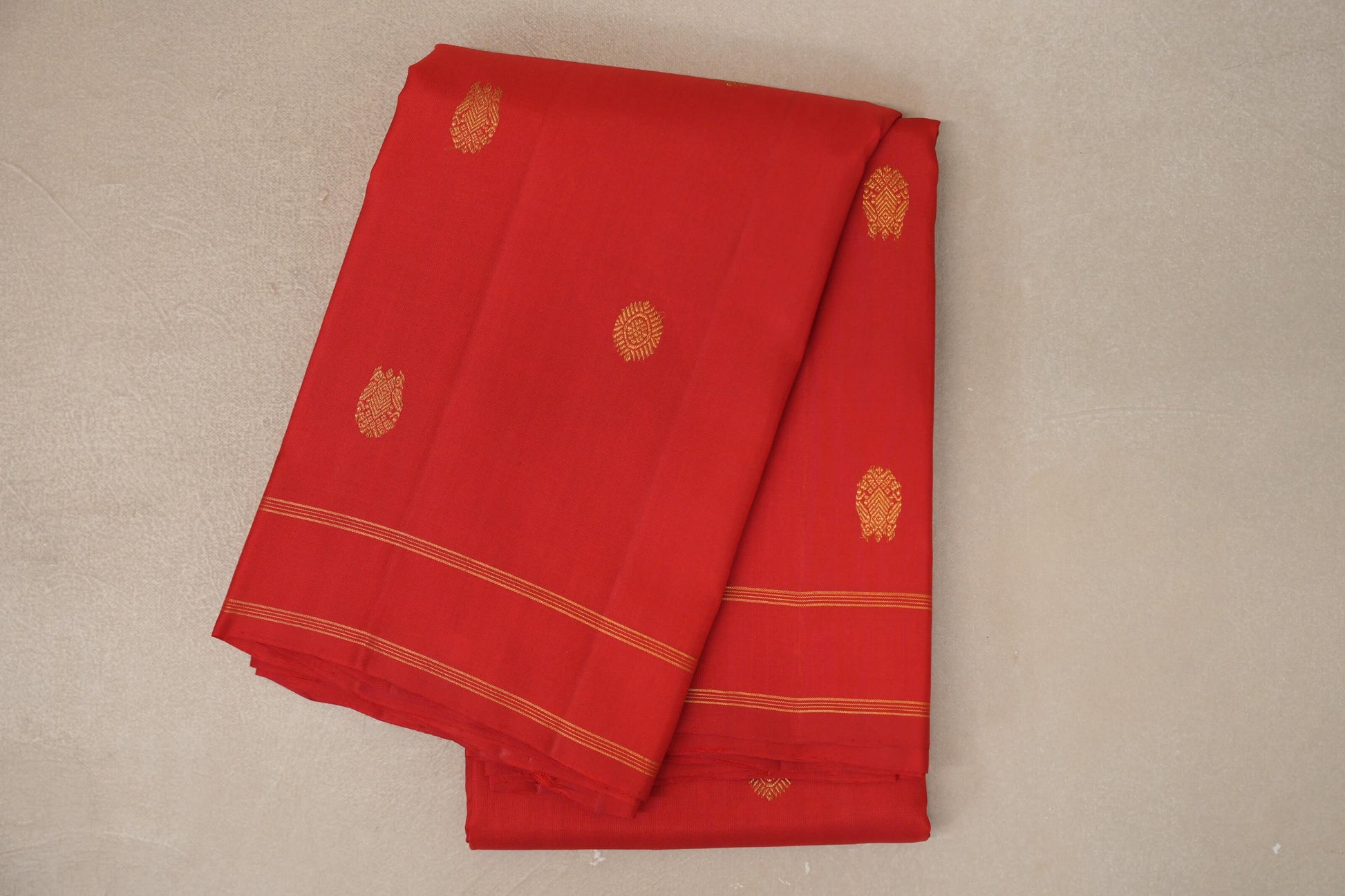 Red with Rettai Pettu Borders Vintage Kanjivaram Silk Saree