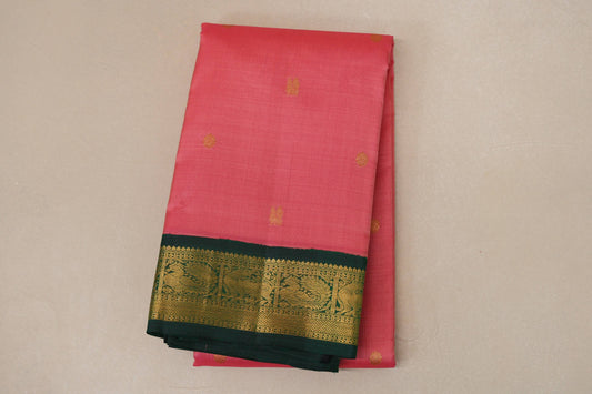 folded Onion Pink Vintage Kanjivaram Silk Saree