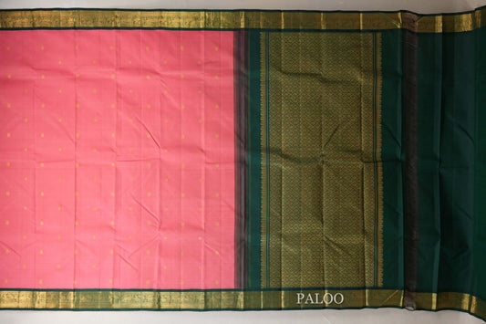 Onion Pink Vintage Kanjivaram Silk Saree paloo