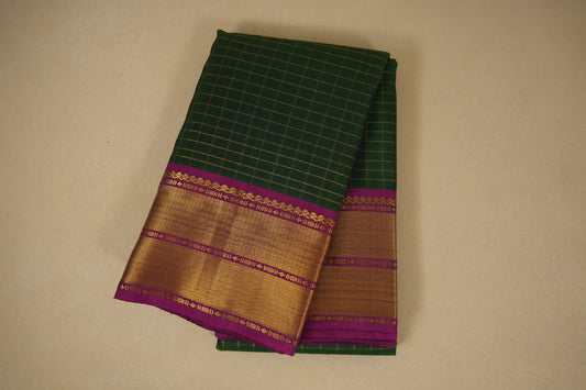 Bottle green vintage kanjivaram silk saree