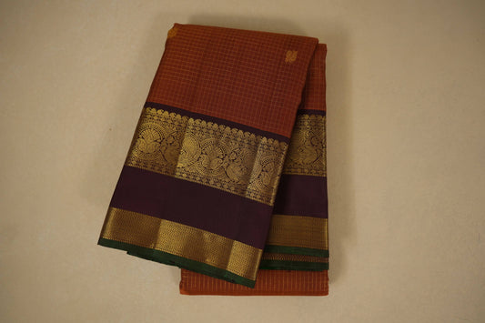 Rust vintage kanjivaram silk saree