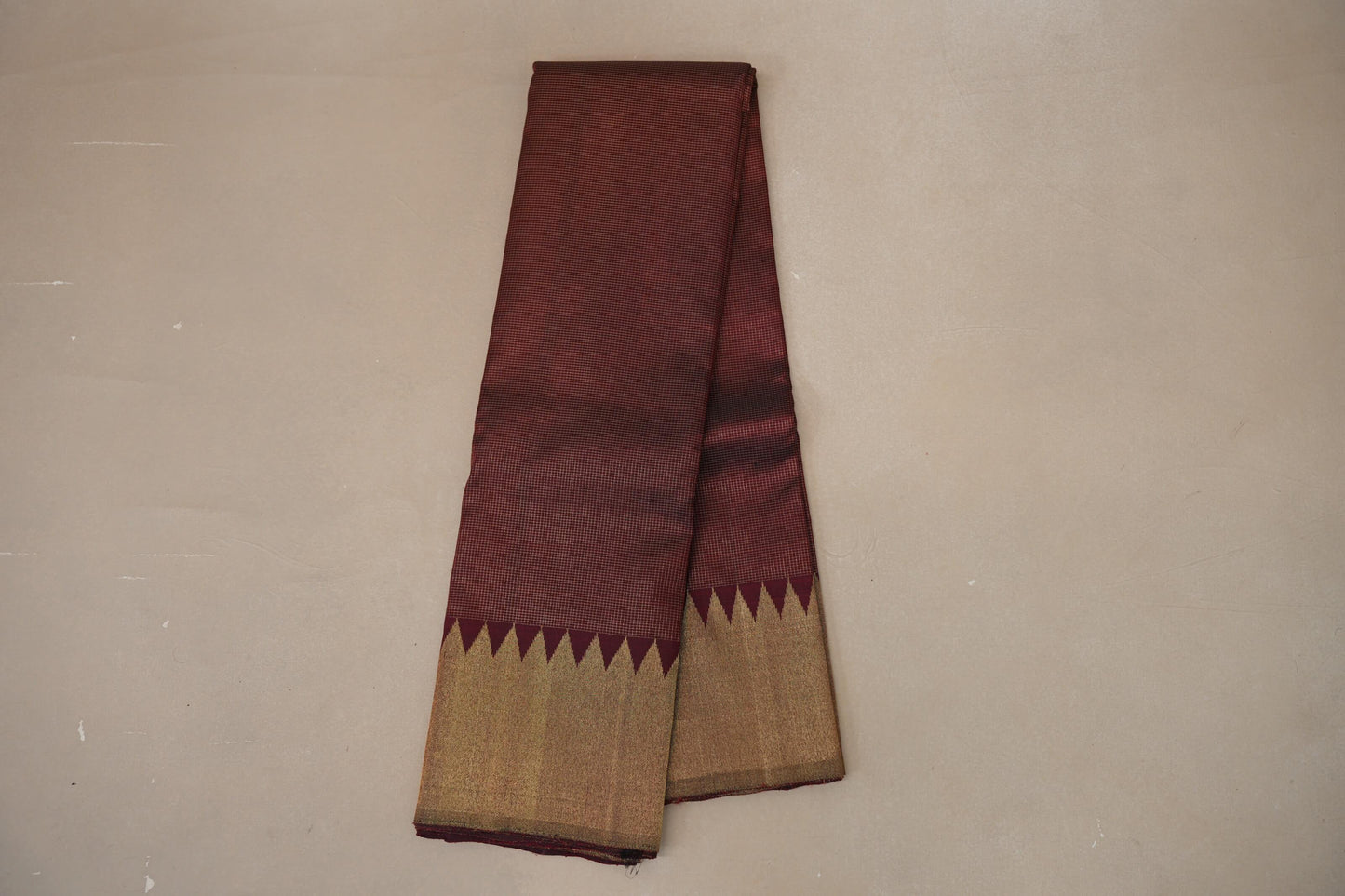 Deep Maroon Temple Borders Vintage Kanjivaram Silk Saree online