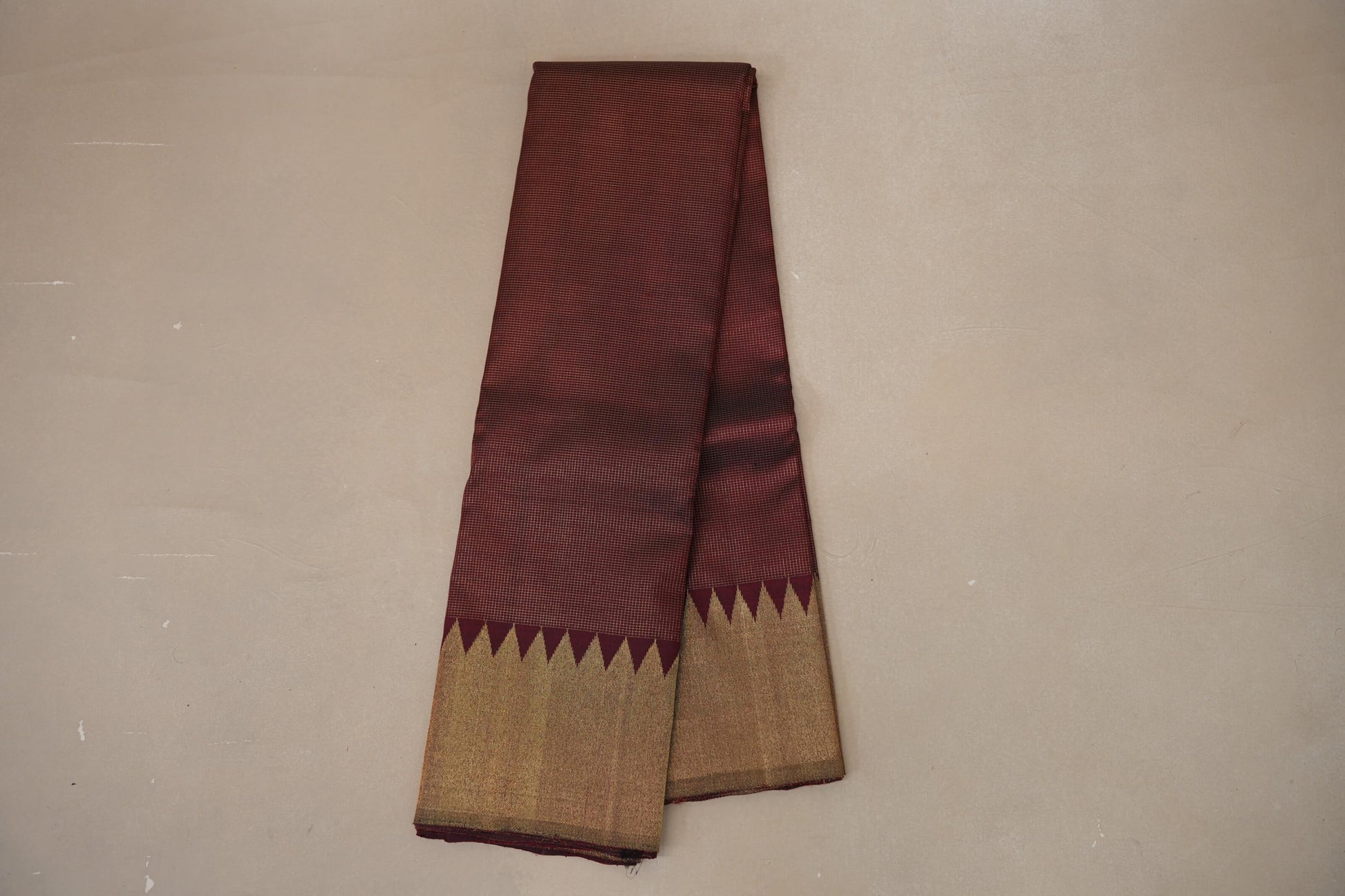 Deep Maroon Temple Borders Vintage Kanjivaram Silk Saree online