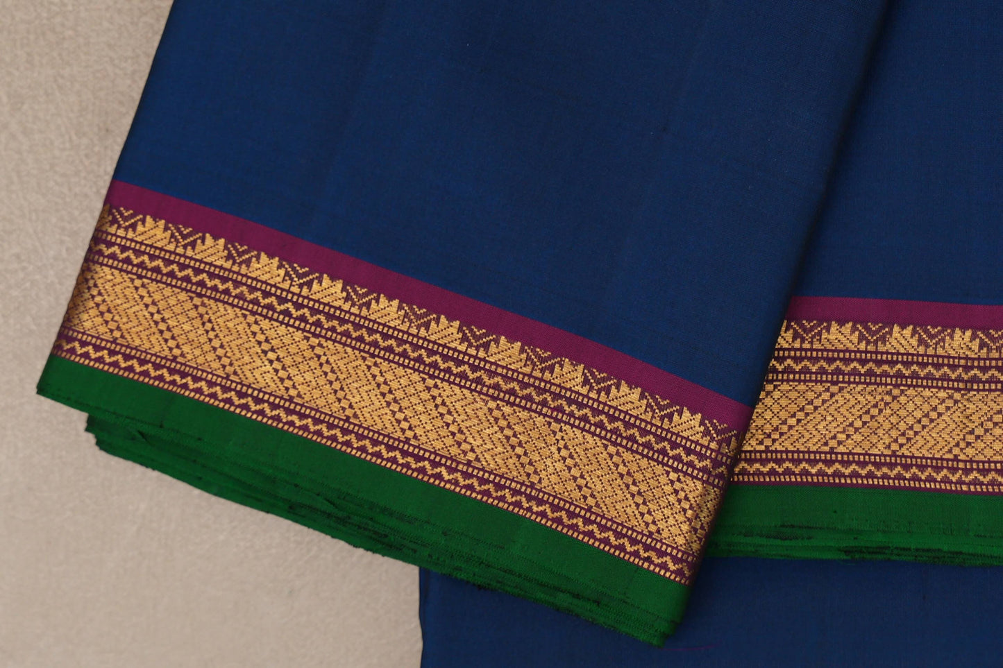 Emerald Blue Vintage Kanjivaram Silk Saree border