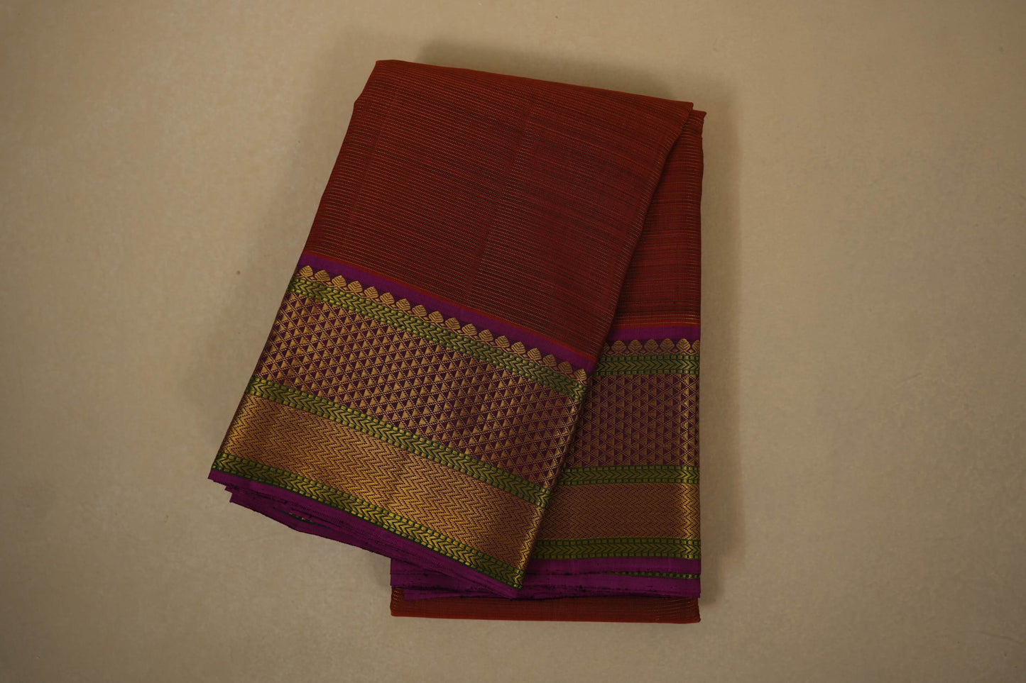 Rust vintage kanjivaram silk saree