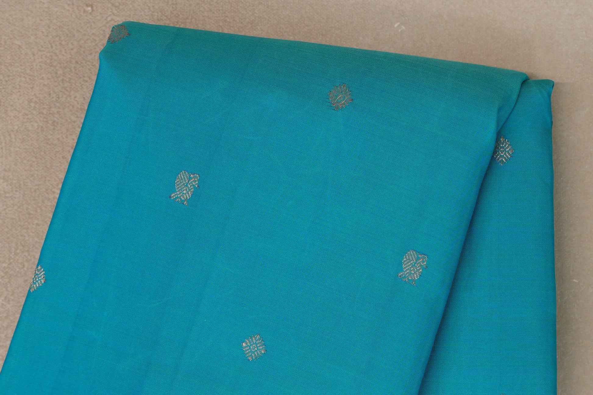 Turquoise Blue with Blue Borders Vintage Kanjivaram Silk Saree boy