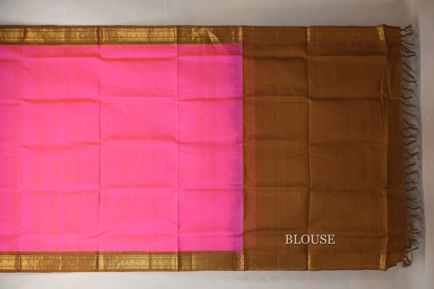 Bright Orangish Pink Silk Cotton Saree blouse