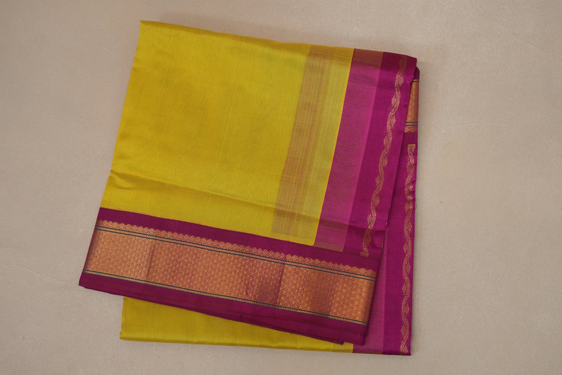 folded Parrot Green Silk Cotton Saree